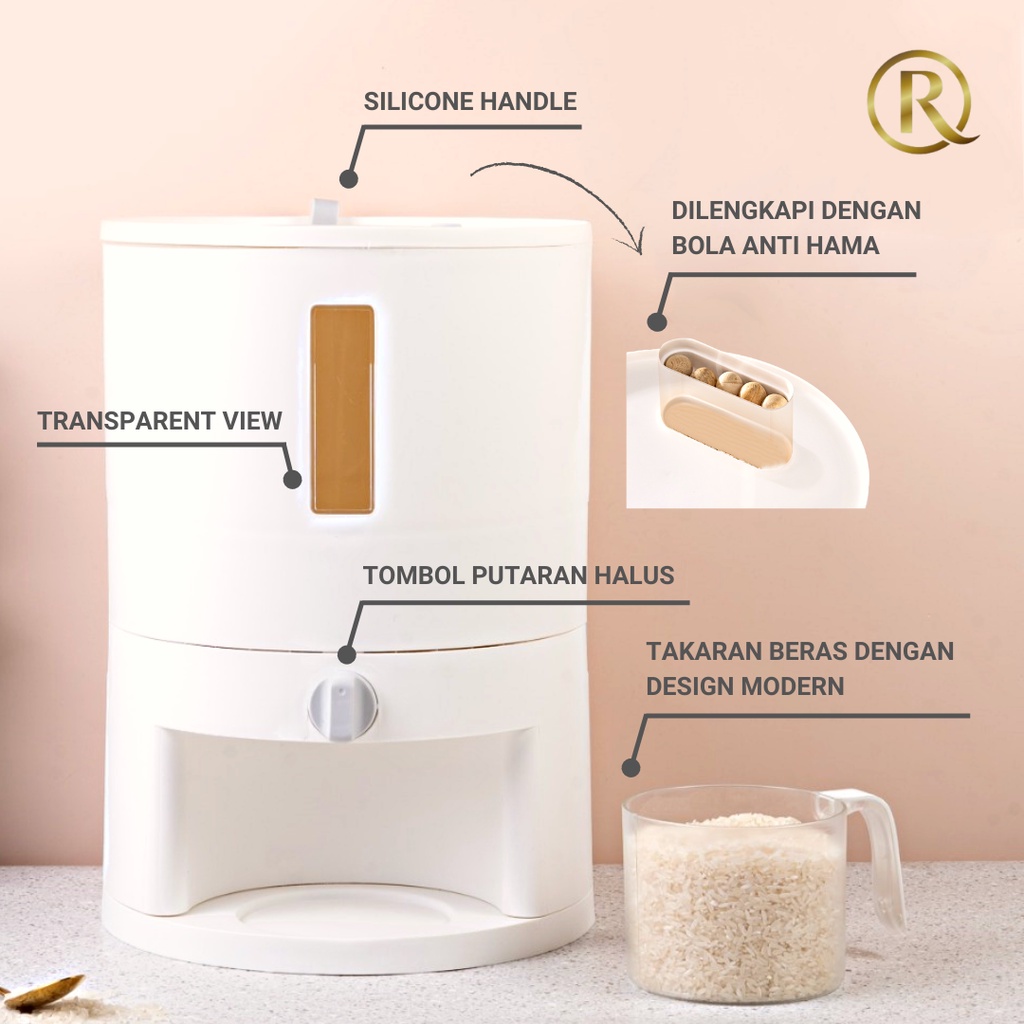 Dispenser Beras N5 Tempat Penyimpanan Beras Rice Dispenser 10KG