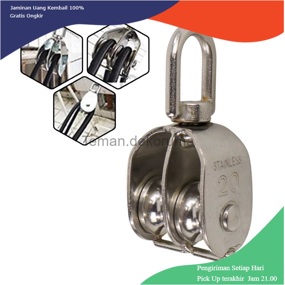 TD - PKK ASOL Katrol Kerekan Mini Swivel Pulley Stainless Steel Double Wheel