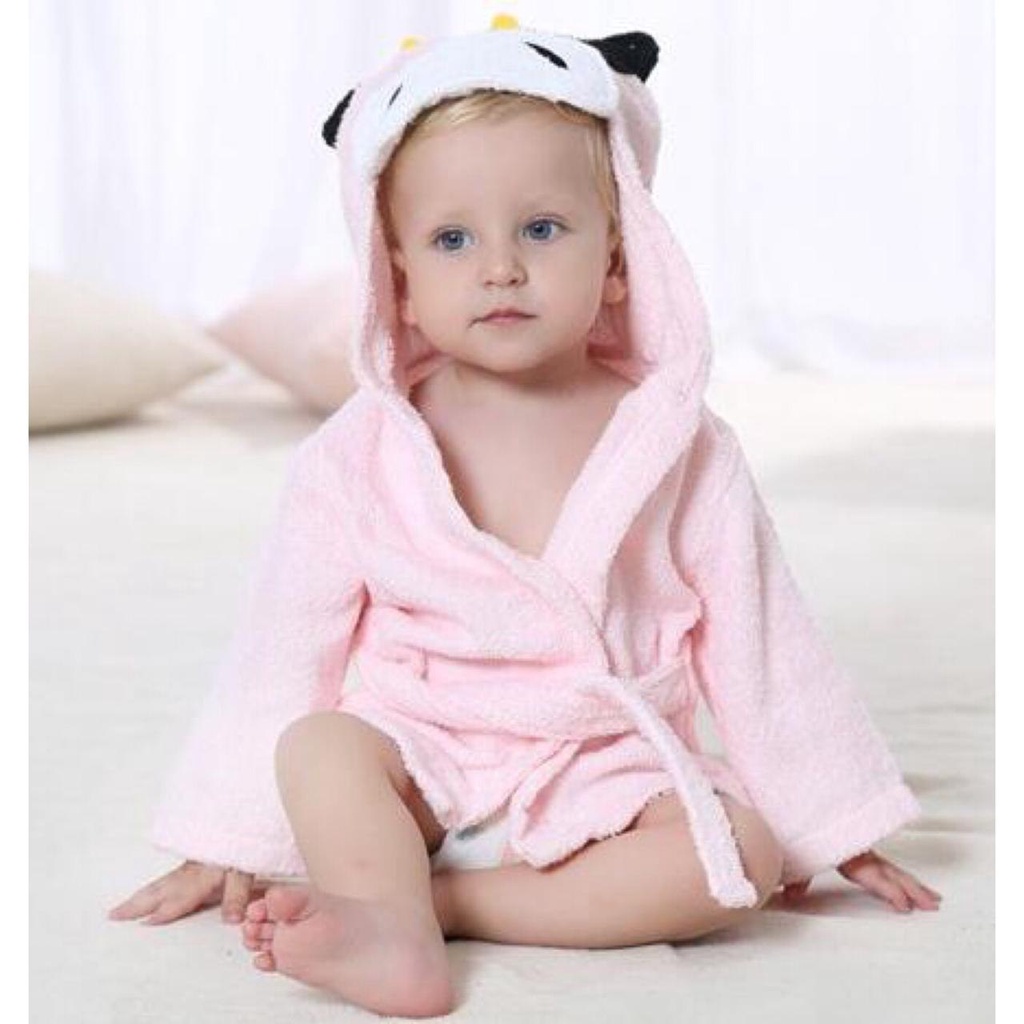 LID003 Baby Bathrobe Karakter (Jubah Mandi/ Kimono Bayi Karakter) Cotton Towel Import - Your Affordable Quality!