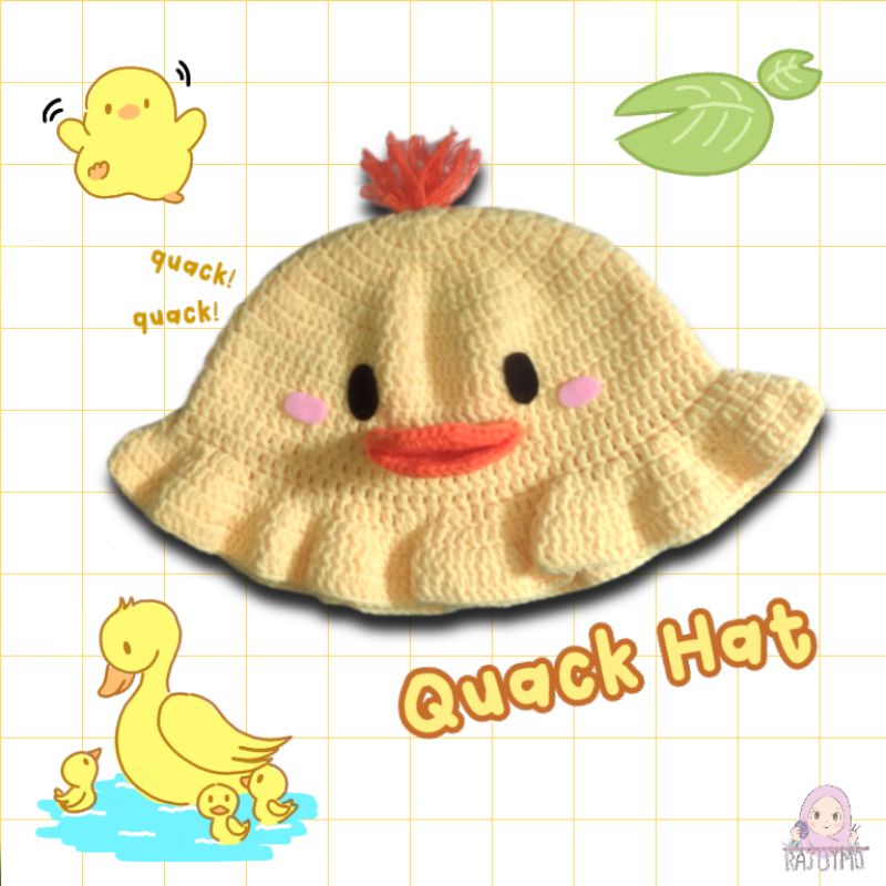 Quack Hat / Crochet Duck Hat  / Topi Bebek Rajut / Topi Rajut / Crochet Bucket Hat