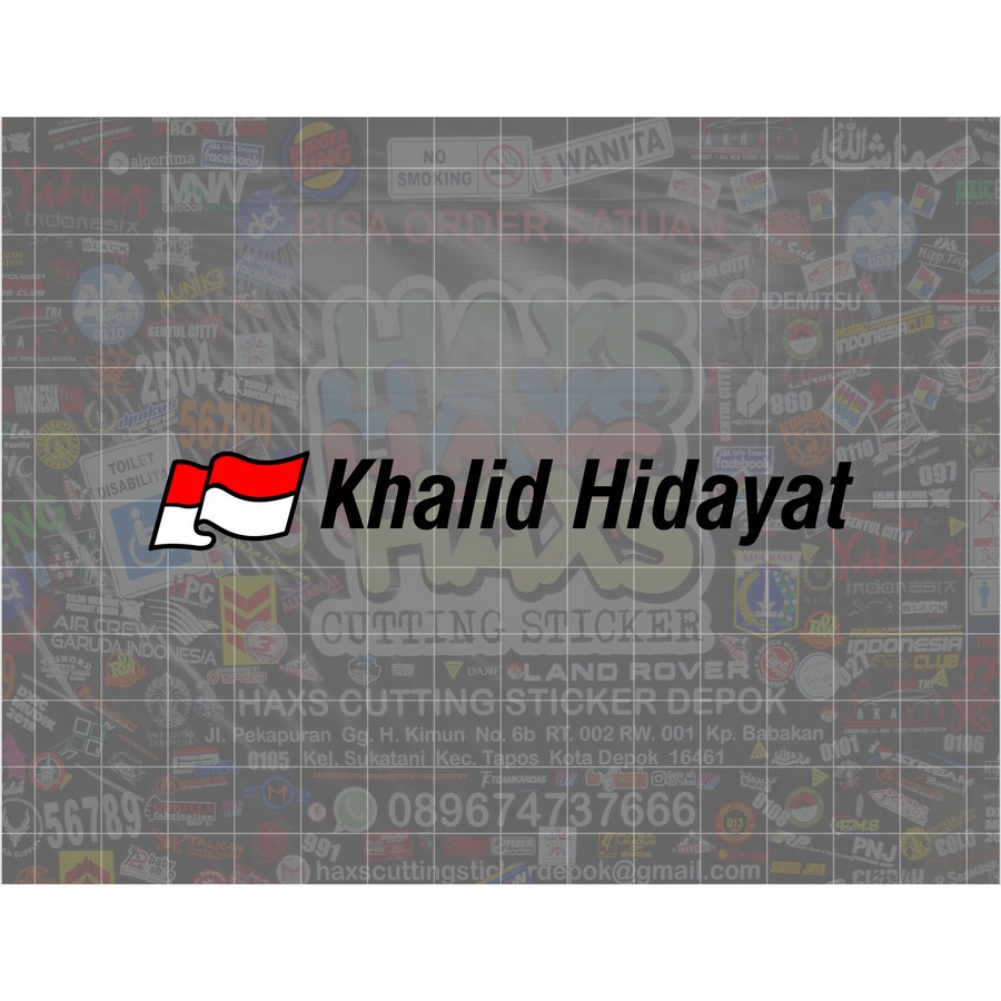 Cutting Sticker Bendera &amp; Nama Custom Ukuran Tinggi 1,5 Cm
