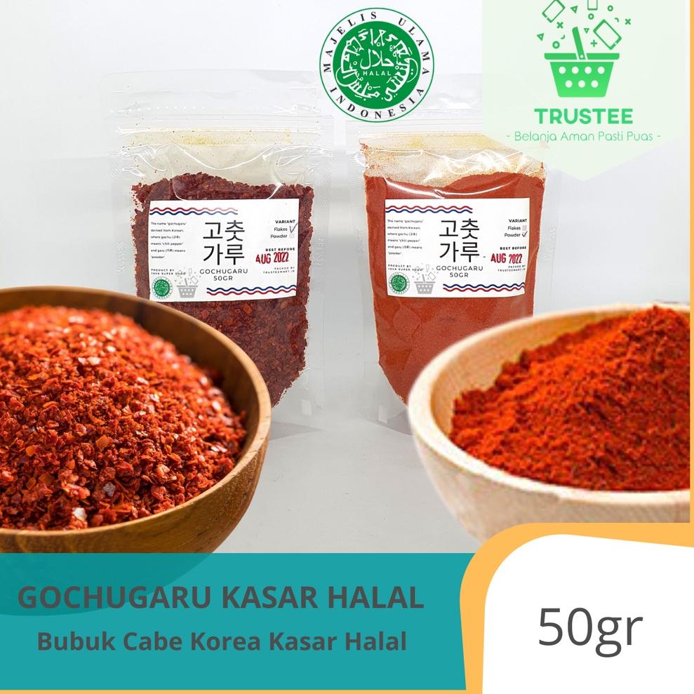 

㊔ PROMO Gochugaru HALAL MUI / Bubuk Cabe Cabai Red Pepper Powder Korea - Kasar & Halus gochukaru 50gr BEST SELLER 2999 ☁