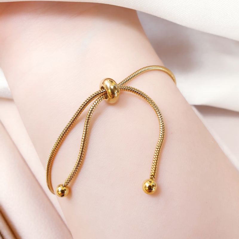 Gelang Serut Polos Titanium Gold N17072102