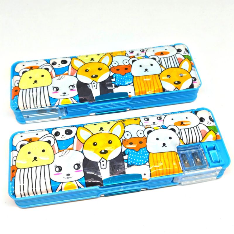 

Tempat Pensil Anak Karakter HEWAN LUCU RUBAH BERUANG BEAR BEBEK PANDA BR 2 Sisi MAGNET + 2 Rautan