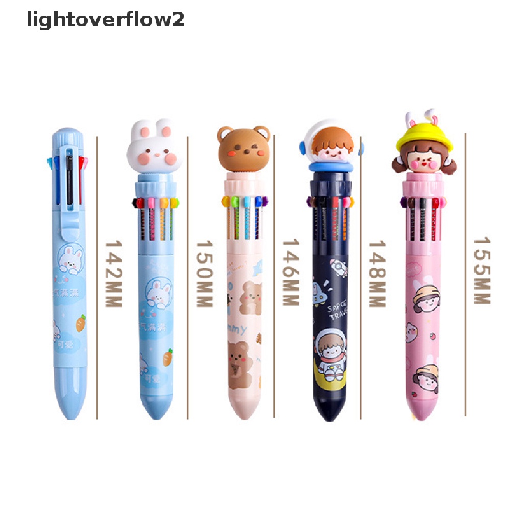 (lightoverflow2) Pulpen 10 / 8 Warna Bisa Ditarik Untuk Sekolah / Kantor