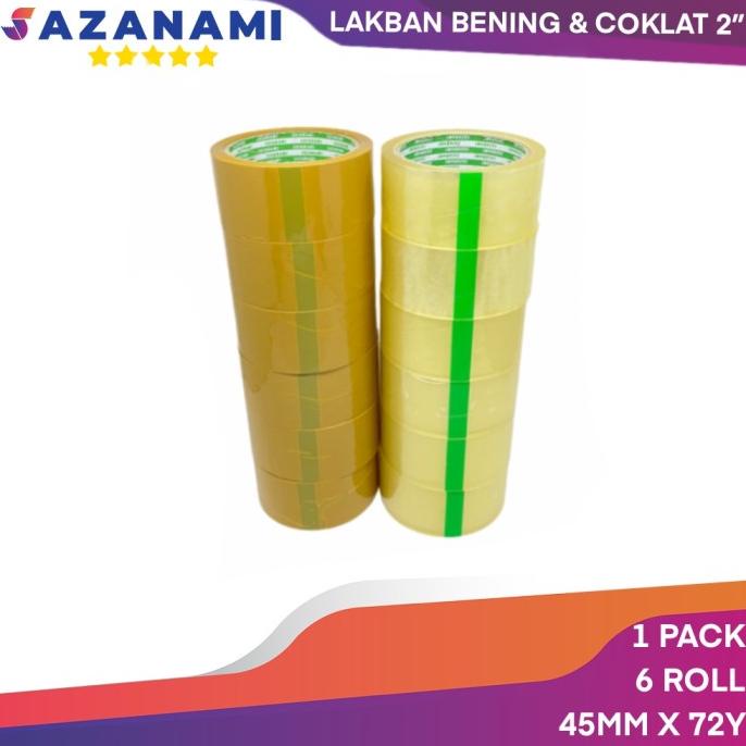 

Lakban Bening 2" 45MM 72 Yard Sazanami Opp Tape Lakban Coklat