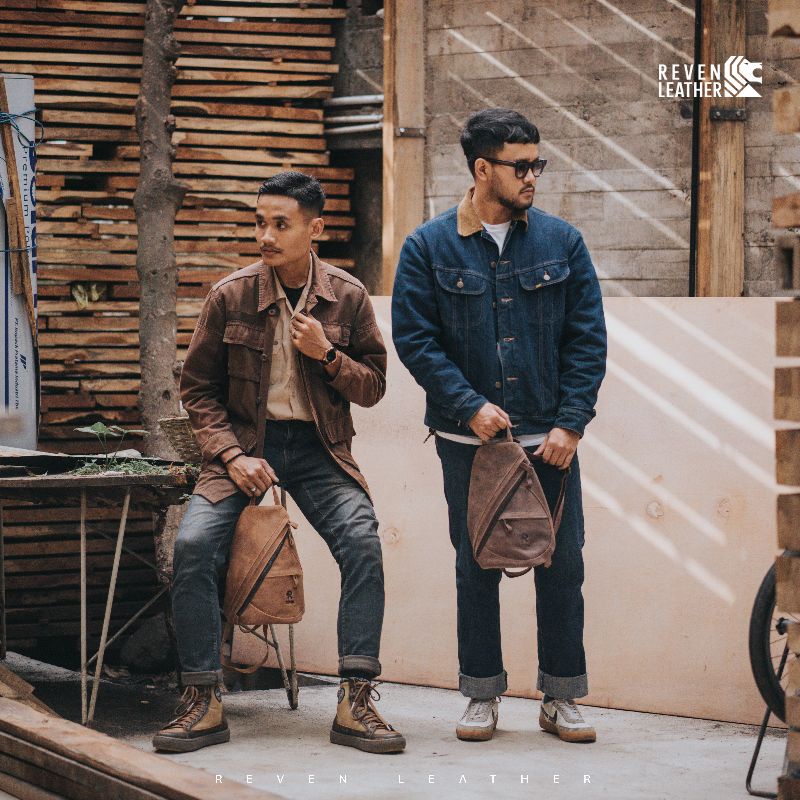 Tas Selempang Kulit Pria Branded Reven Mirage Leather Sling Bag Slempang Bahu Cowok Bahan 100% Kulit Sapi Asli Original Premium