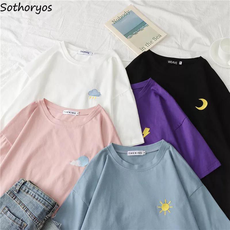 tshirt wanita bintang bulan matahari petir