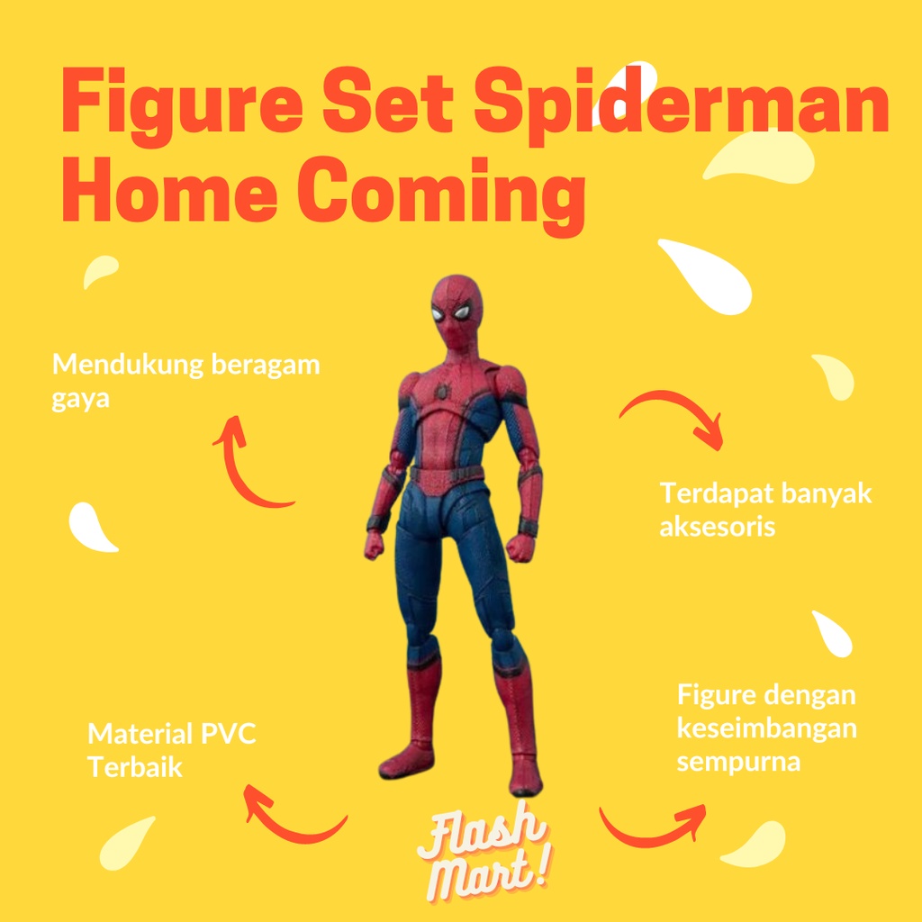 Flashmart Mainan Action Figure Superhero Marvel SHFiguart Spiderman HomeComing High Quality