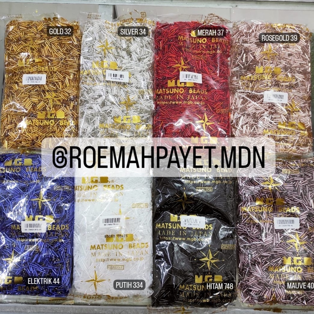 MGB PAYET JEPANG BAMBU PANJANG / PAYET BATANG PANJANG / PAYET RONCE / ROUND HOLE BUGLES (RB) - GOLD,