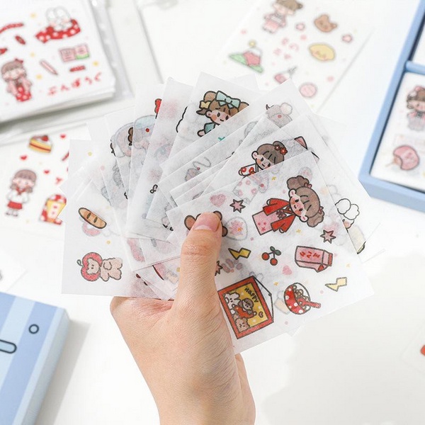 

[KITSO] 5sheets Sticker Motif Kartun Korea Lucu HAPPY DAY untuk Scrapbook