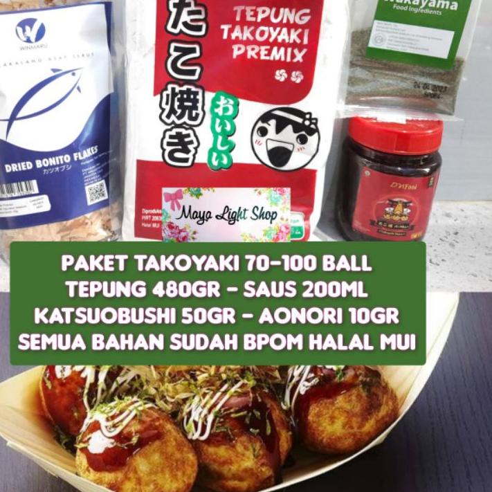 

COD Bahan takoyaki lengkap murah halal tepung takoyaki aonori katsuobushi cakalang saus okonomiyaki buruan