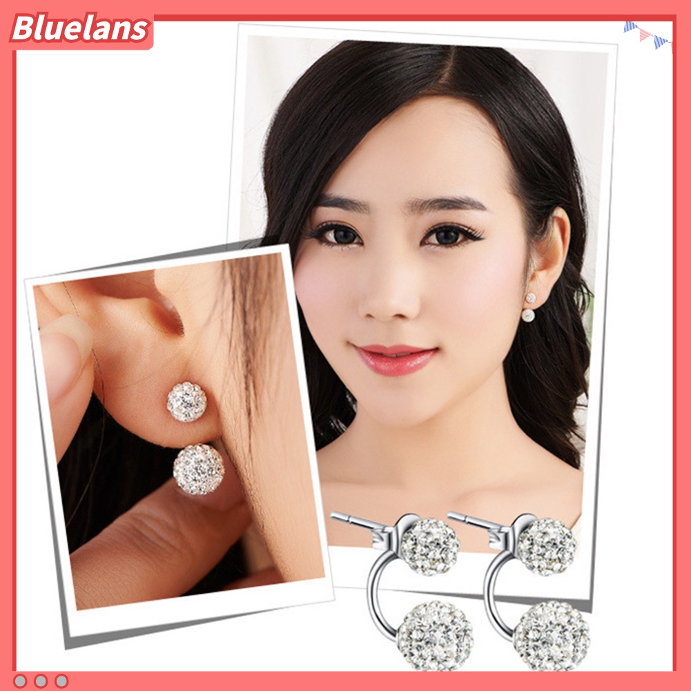 Bluelans Fashion Women Rhinestone Inlaid Ball Shape Pendant Stud Earrings Jewelry Gift