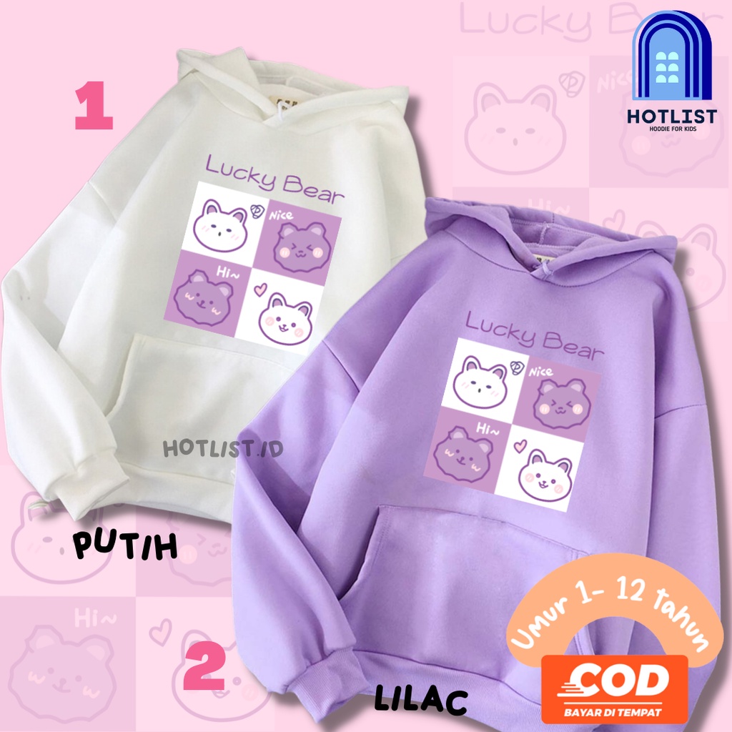 Hoddie Hoodie Anak Perempuan Cewek Kecil Tanggung Kucing Lucu Animasi Cute Usia 1 2 3 4 5 6 7 8 9 10