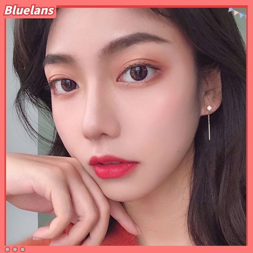 Bluelans Fashion Women Small Geometric Cube Long Dangle Chain Earrings Party Jewelry