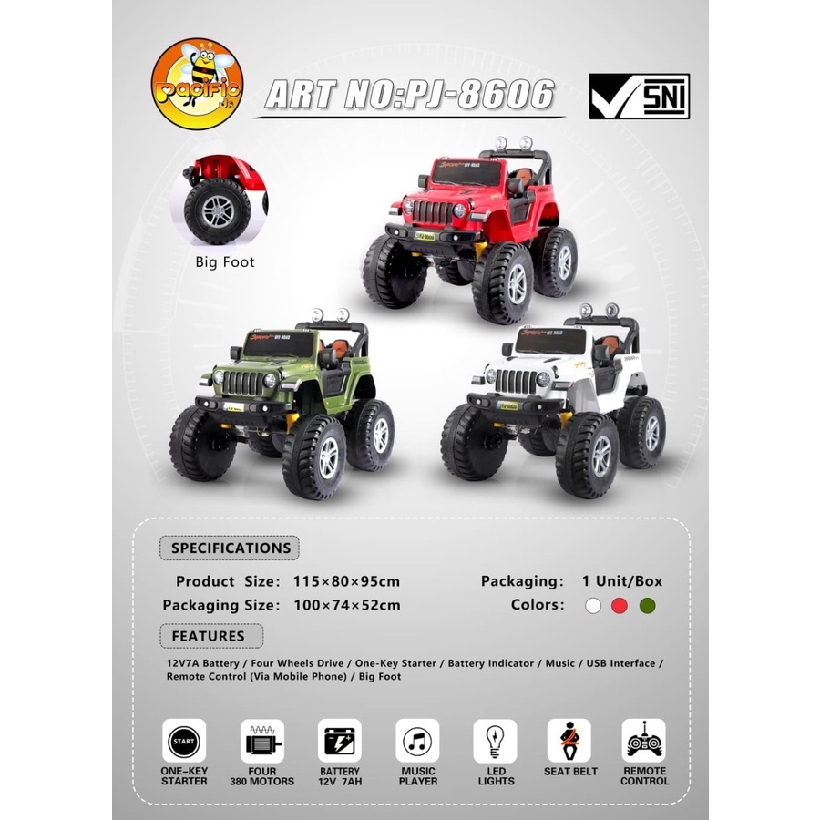 Mainan Anak Mobil Mobilan Pacific Jeep Bigfoot PJ 8606