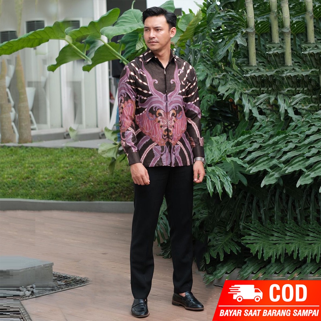 New Arrival - Atasan pria lengan panjang Casual Kemeja Batik kondangan Tunangan kekinian Batik pria modern size  M L XL