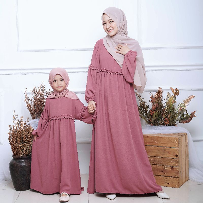 HAURA Baju Gamis Wanita cringkle Gamis Abaya bisa couple ibu anak