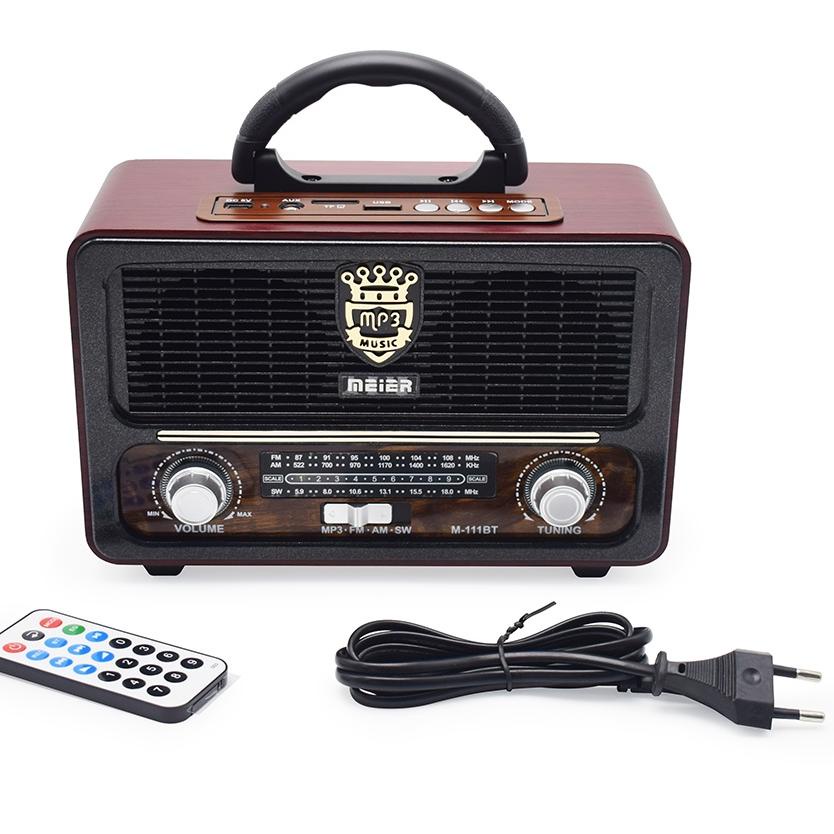 Terbaru Radio Portabel 110BTS Retro FM/AM/SW Radio Speaker System dengan BT USB TF Card Player 100% 