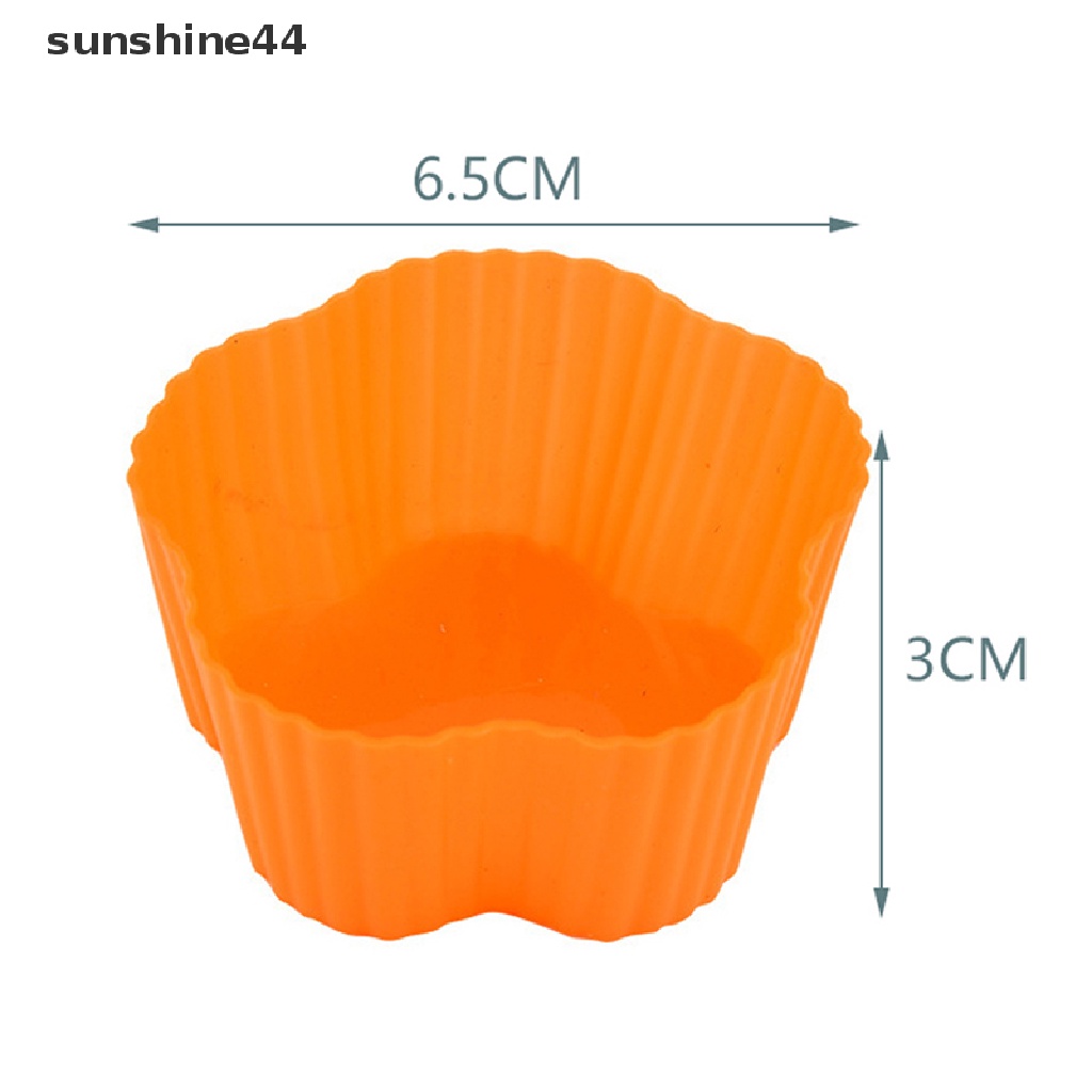 Sunshine 4Pcs Cetakan Cupcake / Muffin / Egg Tart / Pudding / Jelly Bentuk Bunga Bahan Silikon