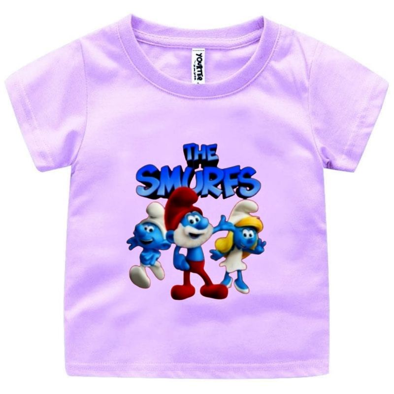 BAJU KAOS ANAK CEWEK/COWOK 1-12 TAHUN MOTIF THE SMURFS