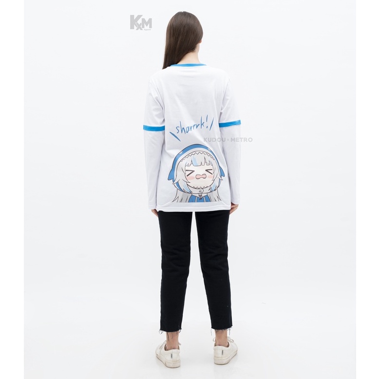 Longsleeve Double Layer Gawr Gura Kawaii White Hololive Premium Unisex