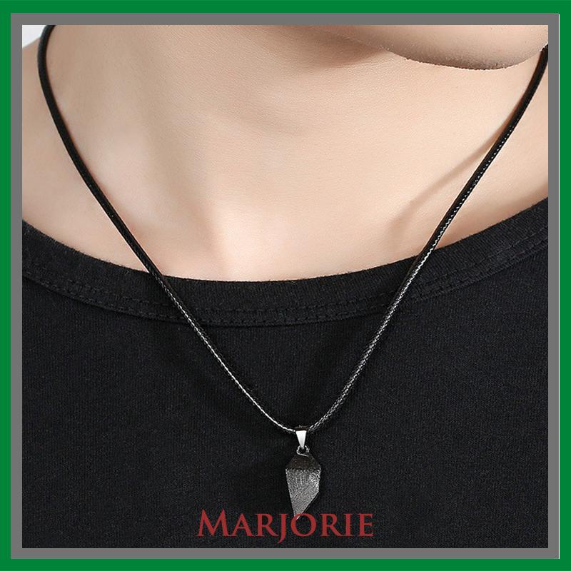 2 Pcs/set Fashion Couple Kalung Magnet Hati Liontin Kalung Batu Harapan Sederhana Hitam Dan Putih S-MJD