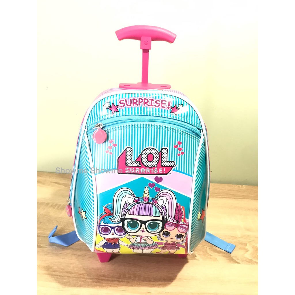 SHOWME TAS TROLI - TROLLEY  DORONG ANAK SEKOLAH PAUD - PLAY GROUP - TK KARAKTER PEREMPUAN HELLO KITTY CUTE - BATOK GAMBAR BUSA KERAS w wep we