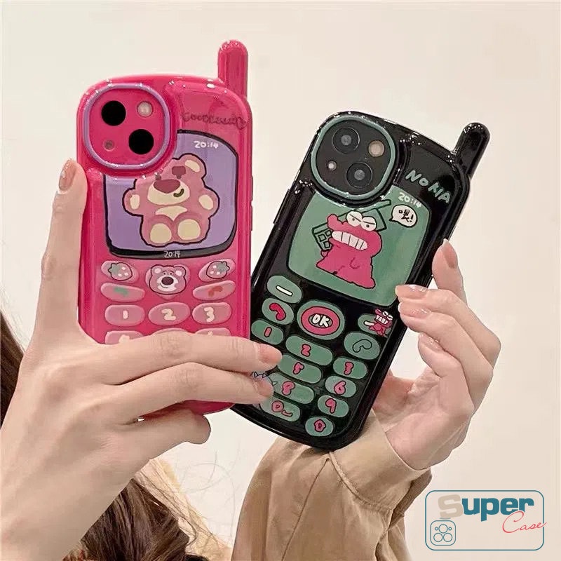 Soft Case Desain Kartun Beruang Buaya Strawberry Untuk iPhone 14 11 12 13 Pro MAX 7 8 Plus X XR XS MAX