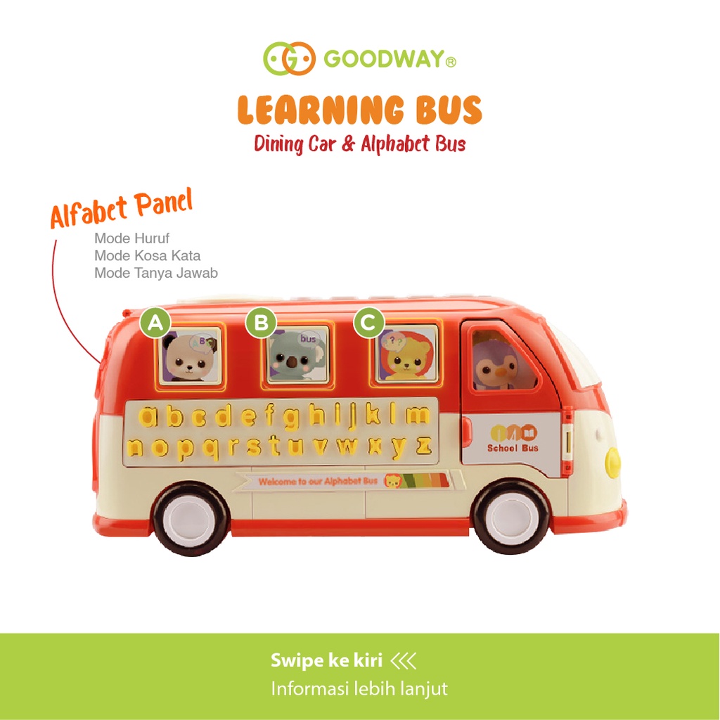 GOODWAY LEARNING BUS TOYS DINING CAR &amp; ALPHABET BUS