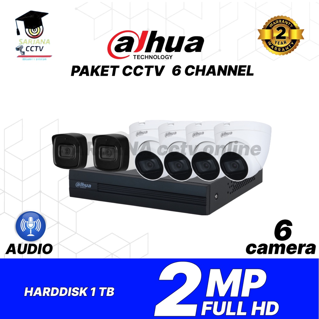 PAKET KAMERA CCTV 6 CHANNEL DAHUA AUDIO