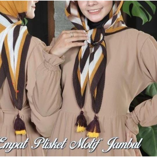 PLISKET BANDUL Jilbab Voal Motif Pompom Kerudung Segi Empat Motif 2 - A11 Maroon