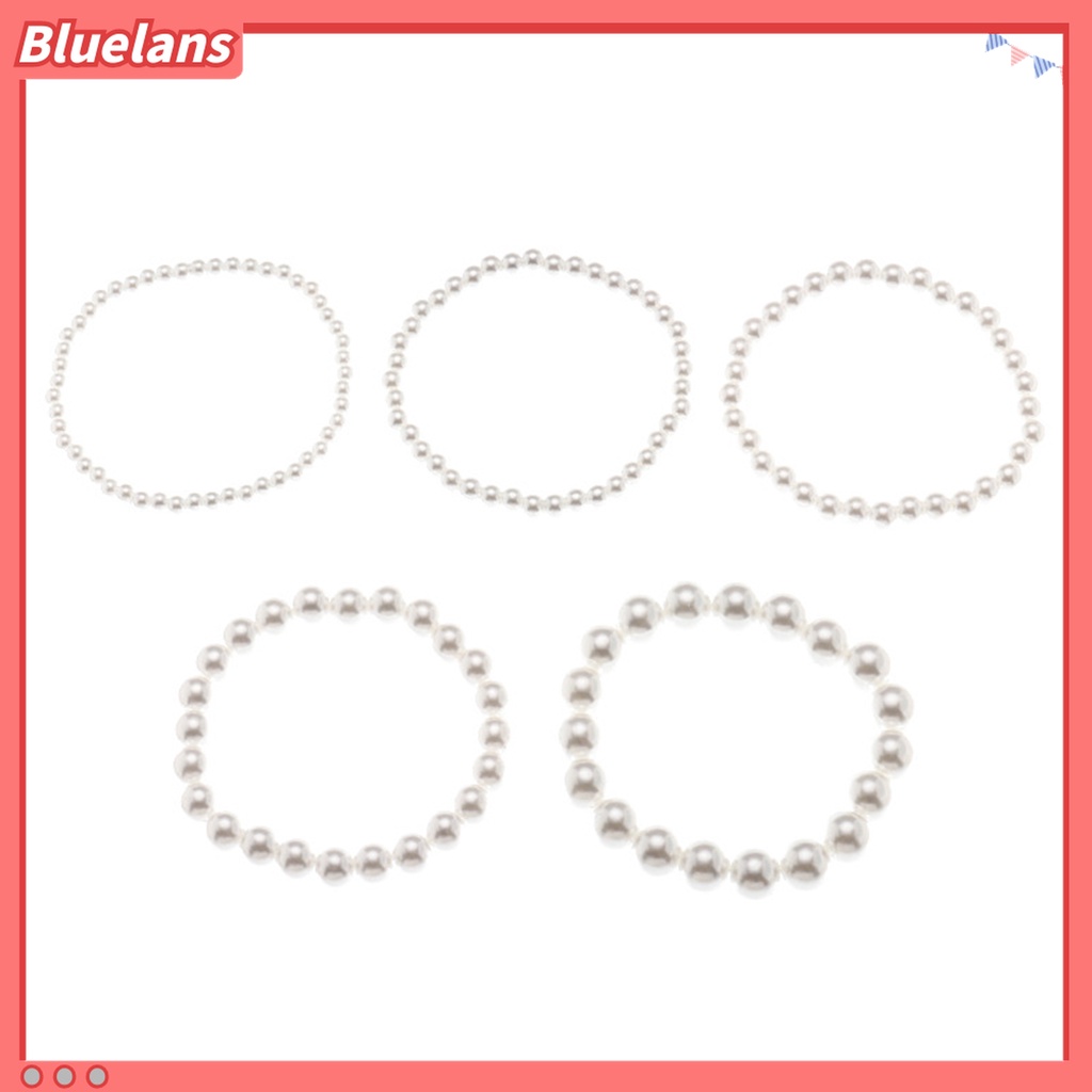 5pcs Gelang Multilayer Bahan Plastik Aksen Mutiara Imitasi Untuk Wanita