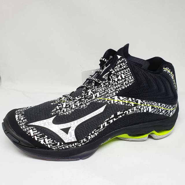 Sepatu volley mizuno wave lightning Z6 mid black white yellow original