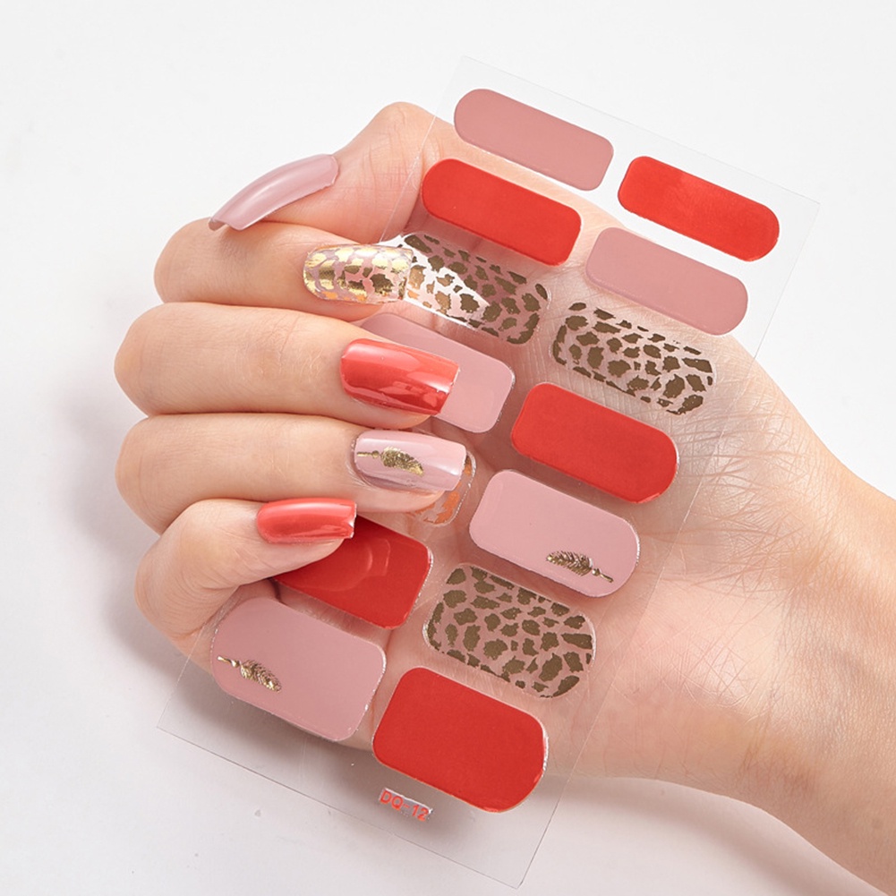 Stiker Kuku Motif Print Leopard Strawberry Gaya Korea Untuk Dekorasi Nail Art