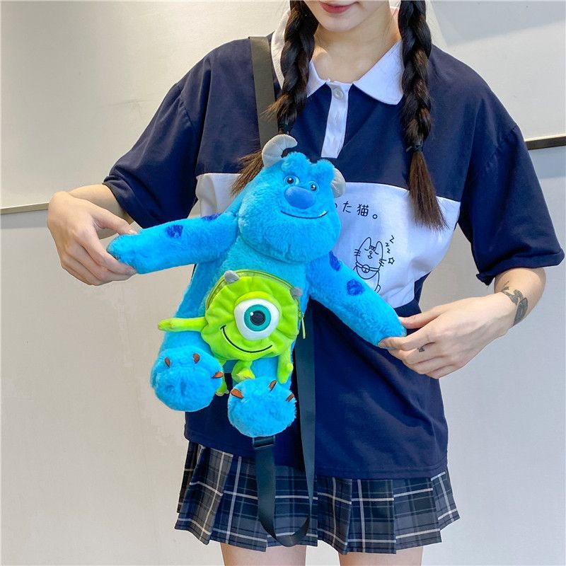 ♘❉☏Sera mengimpor Monsters University 20th anniversary Sullivan hair monster bermata besar boneka mewah boneka ransel ransel kartun lucu