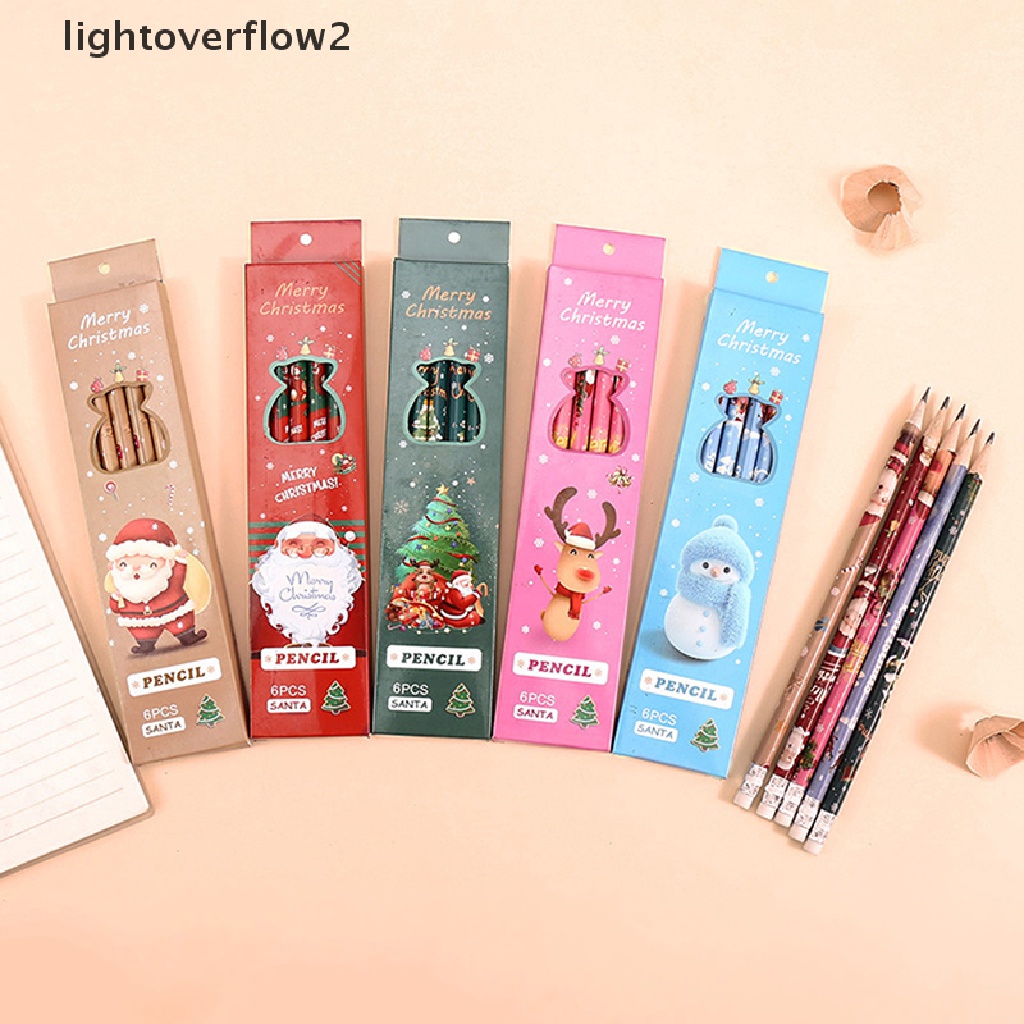 (lightoverflow2) 6pcs / Lot Pensil HB Dengan Kotak Penyimpanan Untuk Menulis / Menggambar