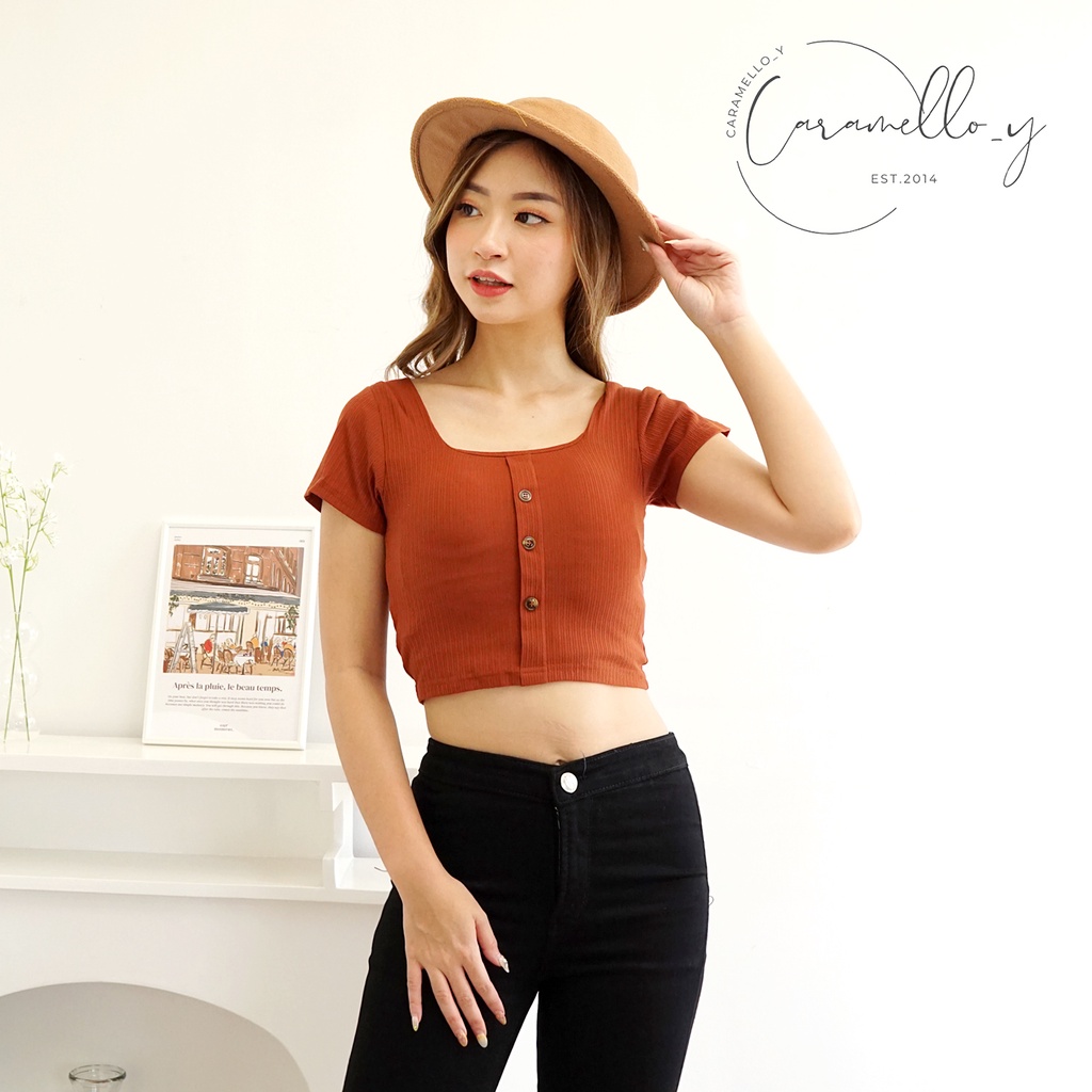 Button Shirt With Bra / Baju Bra / Pakaian Dengan Bra / Atasan Korea / Kaos Wanita / Baju Crop