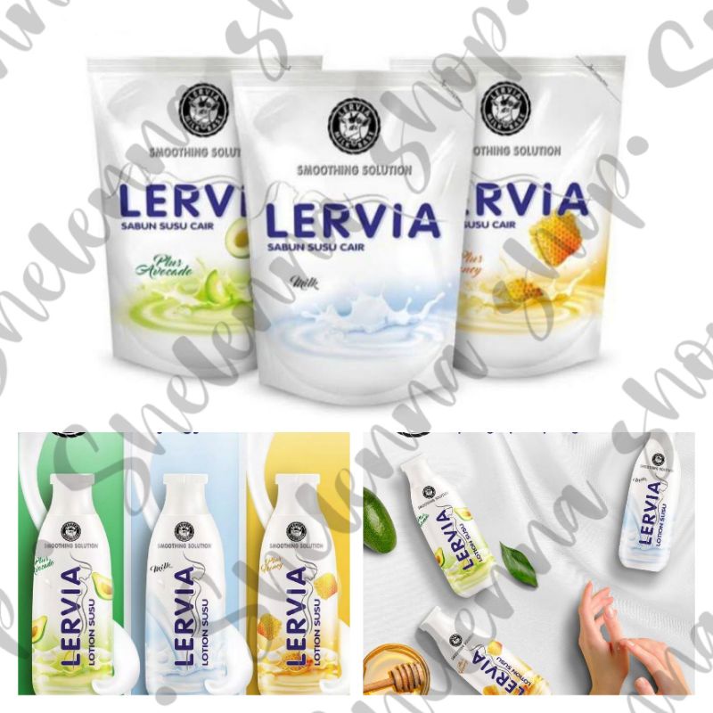 LERVIA Sabun Mandi Body wash susu Botol Refill Shower cream milk Lotion susu
