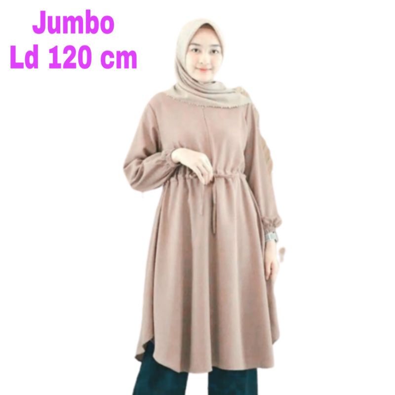 Tunik wanita Jumbo Polos XXL LD 120 Cm Busui Bahan Moscrepe . Atasan Baju Kemeja Tunik Cewek Dewasa Big Size Toerbaru 2023 Kekinian Murah Bertha