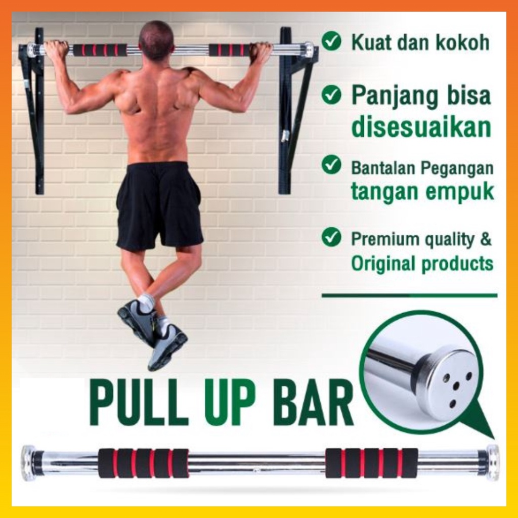 Pull Up Bar Adjustable Ukuran 62-132CM Chin Up Iron Gym Chinning Bar Alat Fitness Di Rumah JS-5 WHFUNITURE