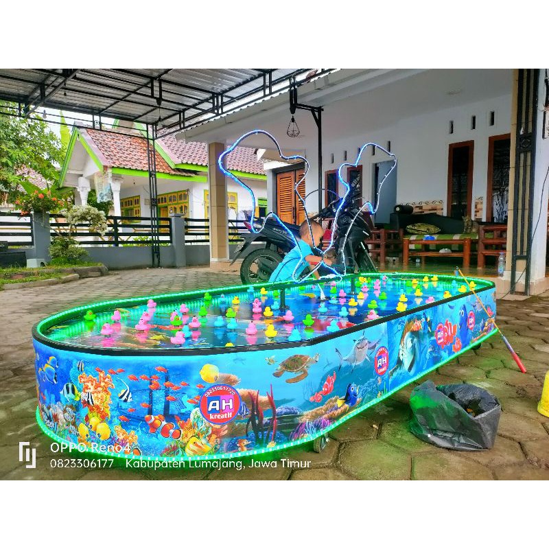 pancingan bebek elektrik oval  game mainan pasar malam