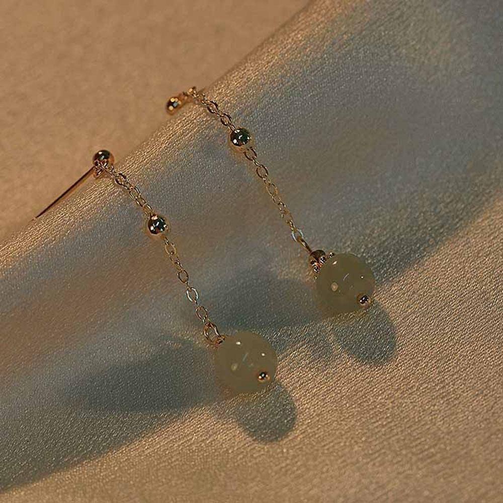 Needway Anting Perempuan Anting Mini Elegan Fashion Mutiara Geometri Telinga Klip Cheongsam Perhiasan Bulat Wanita Stud Earrings Chinese Style Jewelry