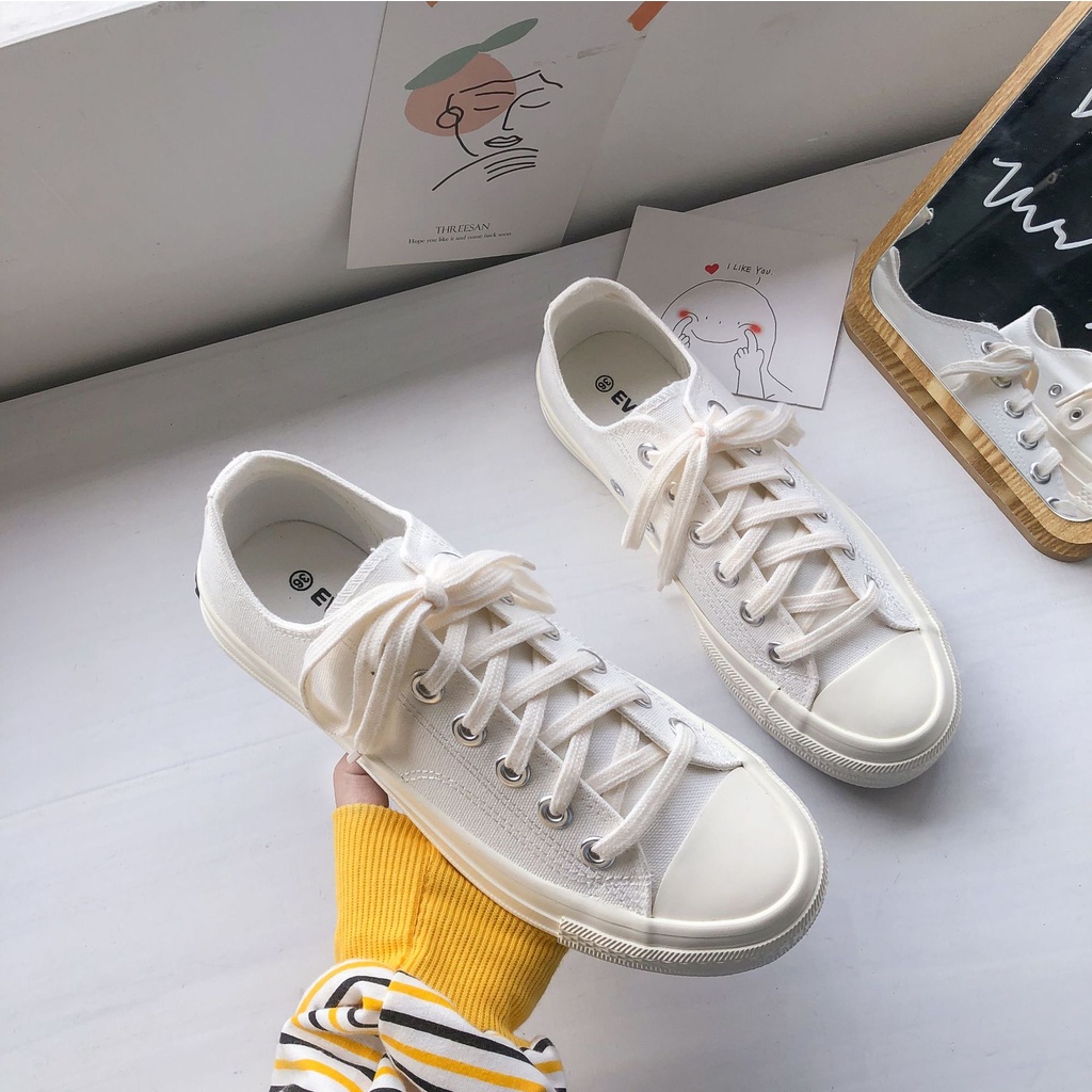 SW84 Sepatu Sneakers Import Putih White Wanita Korea Fashion Kanvas Sport Shoes COD Original