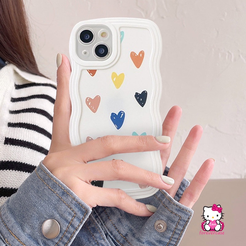 Wavy Edge VIVO Y36 Y21 Y16 Y15s Y35 Y12 Y12i Y20 Y21s Y15 Y11 Y11s Y15A Y30 Y21A Y1s Y91 Y33T Y01 Y12s Y21T Y50 Y17 Y33s Y91C Y20s Y93 Kartun Imut Love Hati Soft Case