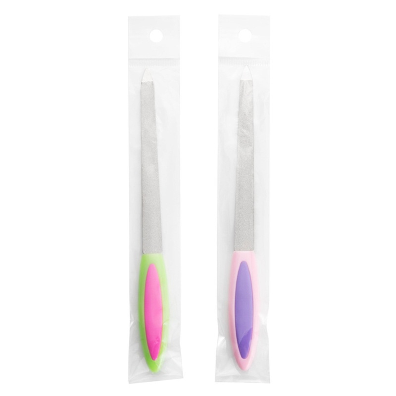 Alat Kikir Kuku Dua Sisi Bahan Stainless Steel Metal Dengan Gagang Anti slip Untuk Manicure Pedicure