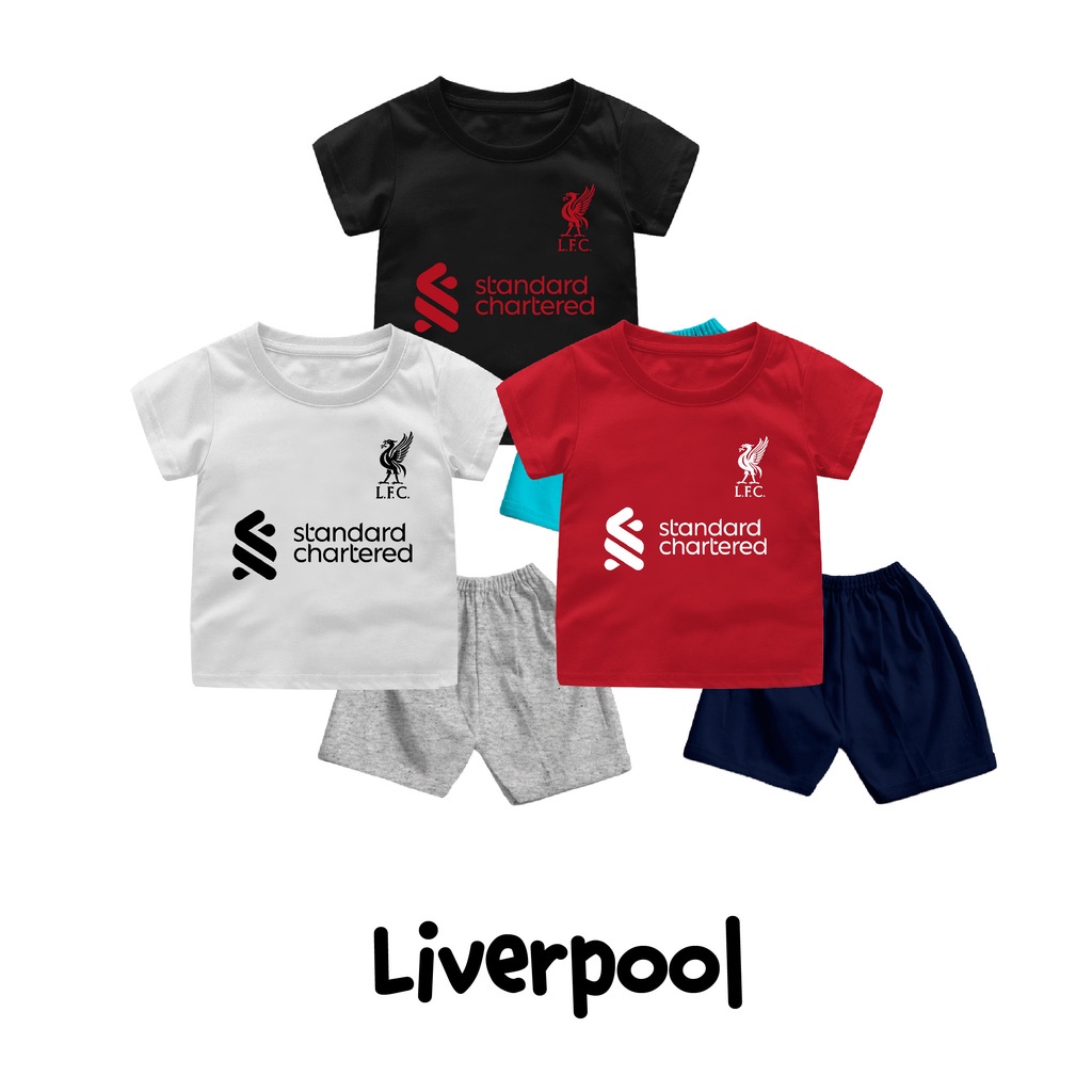 Setelan Kaos Bola Liga Inggris Gratis Tambah Nama Untuk Anak dan Bayi Bahan Katun Combed 30s