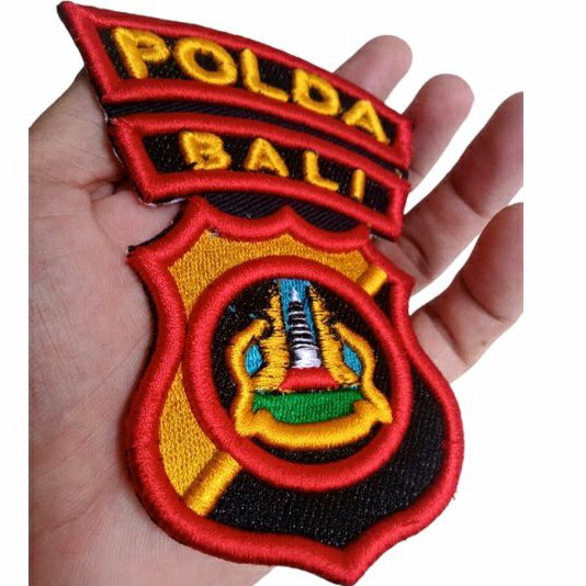 bordir polda bali timbul, atribut bordir logo polda bali