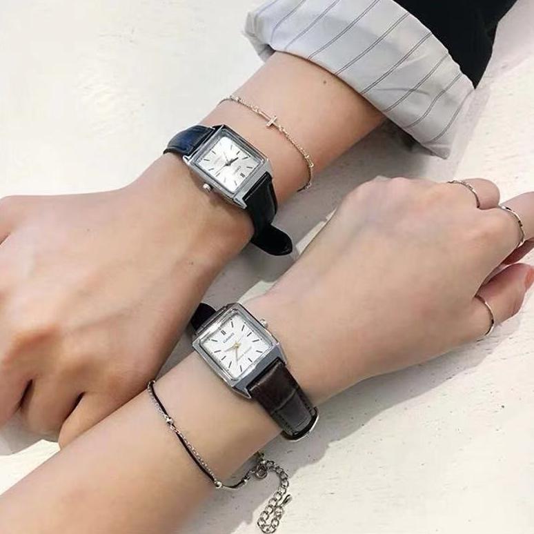 "ASM.18Oc22g" Jam tangan Casio tren retro kuarsa jam tangan wanita Casio persegi kecil
