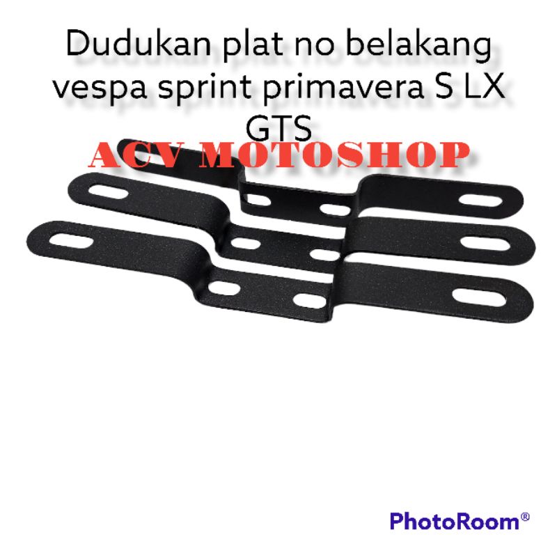 Bracket Dudukan Plat nomor Belakang 3 in 1 Vkustom Black Vespa Matic